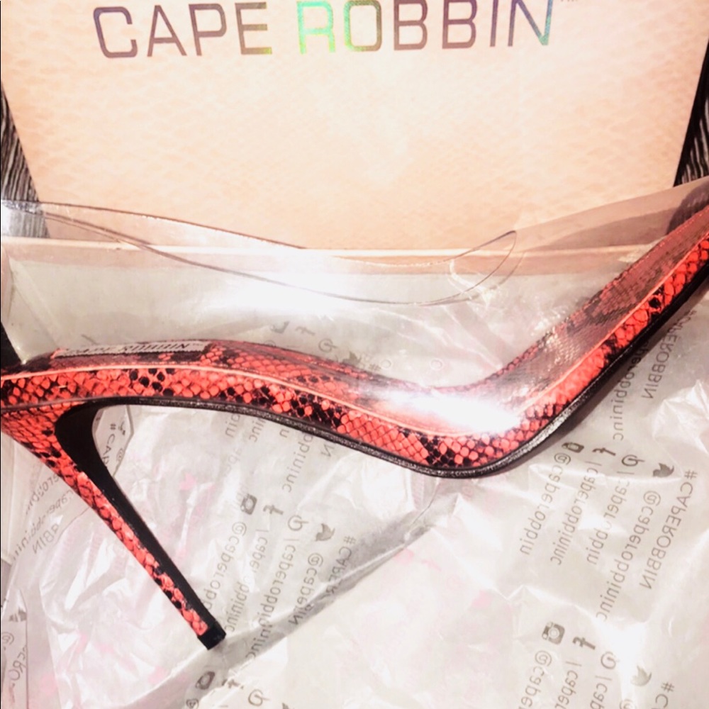 NEW IN BOX! 🆕Neon Orange Python Clear Heels